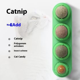 4 In 1 Rotating Catnip Silver Vine Ball Teeth Cleaning Acne Prevention Digestive Health Wall Stick On Toy Edible Safe Material (Option: green Three in one bag)