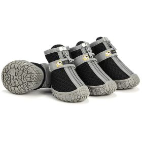 Non Slip Dog Shoes Warm Plush Lining Breathable Pet Boots for Paw Protection (Color / Size: Light Grey / 4 Fit width4-4.2cm)