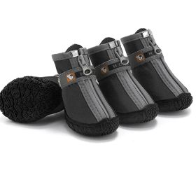 Non Slip Dog Shoes Warm Plush Lining Breathable Pet Boots for Paw Protection (Color / Size: black / 3 Fit width3.5-3.7cm)